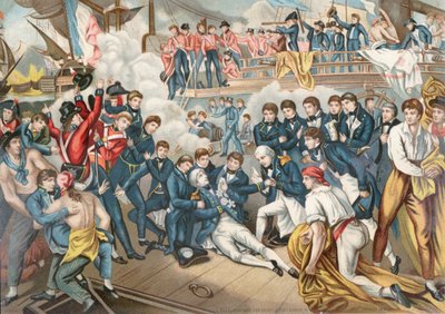 Der Tod von Admiral Lord Nelson in der Schlacht von Trafalgar von English School